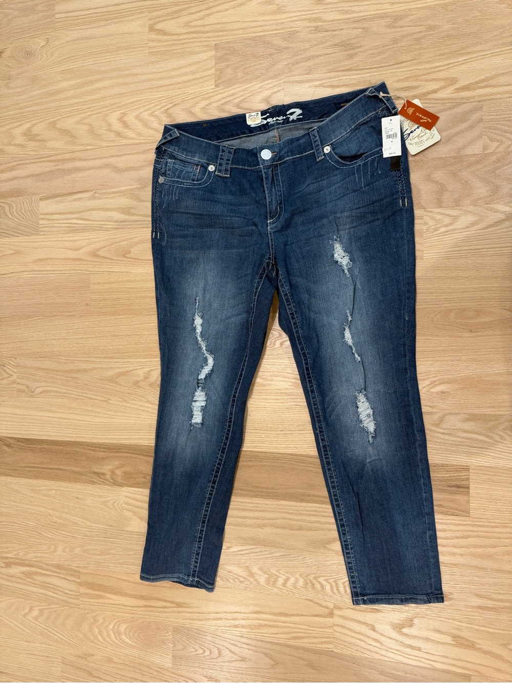 Seven7 Women's Blue Denim Bootcut Jeans with Rhinestone Pocket - Picture 5 of 5
